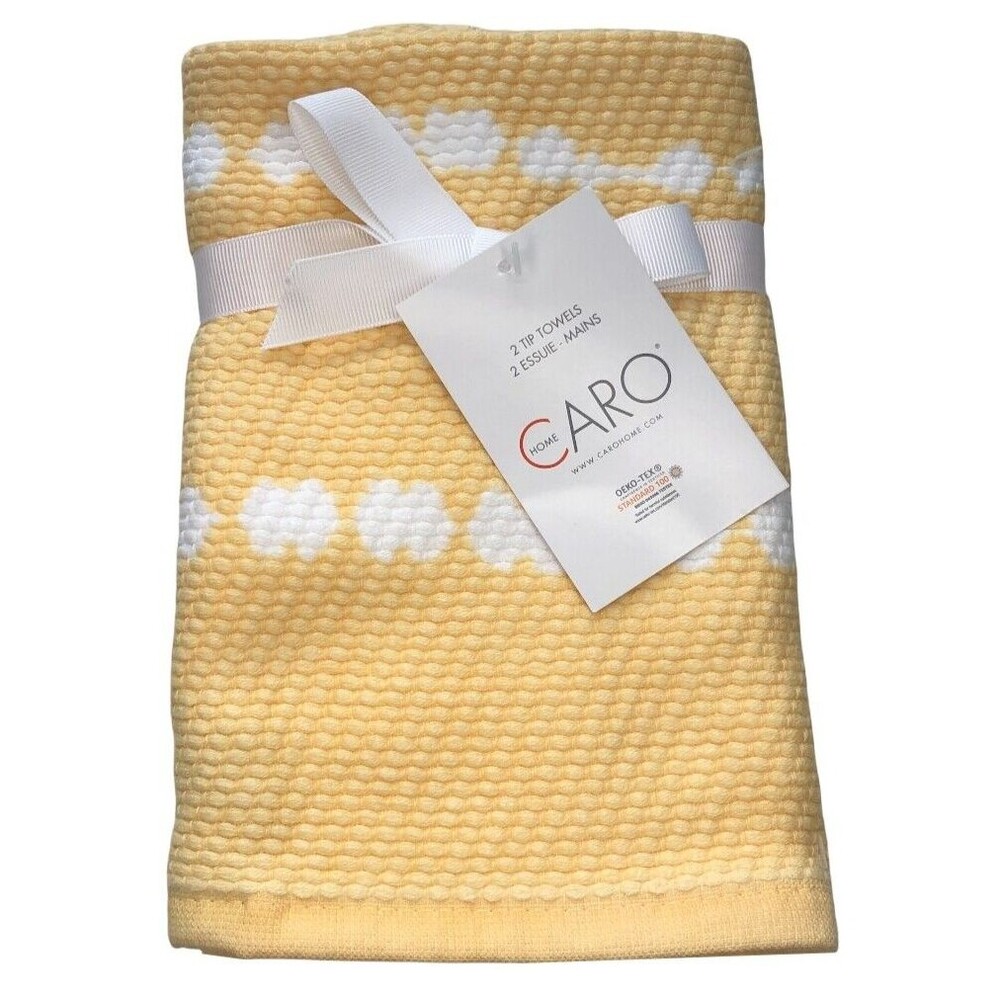 Caro Home Yellow Fingertip Towels Summer Bathroom Easter Spring Set of 2